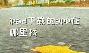 ipad下载的app在哪里找