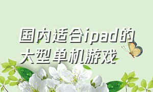 国内适合ipad的大型单机游戏