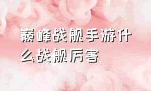 巅峰战舰手游什么战舰厉害