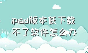 ipad版本低下载不了软件怎么办