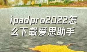 ipadpro2022怎么下载爱思助手（ipadpro下载爱思方法）