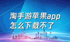 淘手游苹果app怎么下载不了