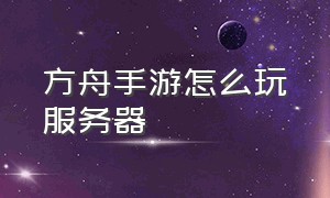 方舟手游怎么玩服务器