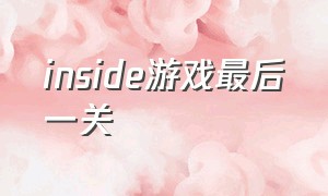 inside游戏最后一关（inside游戏怎样出发隐藏结局）