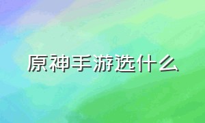 原神手游选什么（原神手游队伍配置推荐）