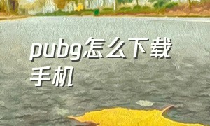 pubg怎么下载 手机（pubg怎么用安卓手机下载）