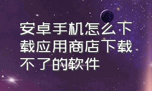 安卓手机怎么下载应用商店下载不了的软件