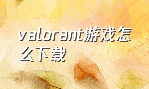 valorant游戏怎么下载