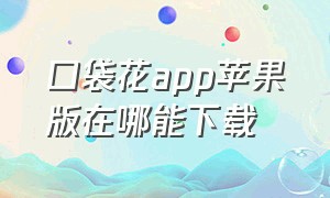 口袋花app苹果版在哪能下载