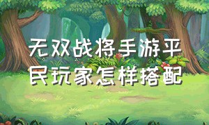 无双战将手游平民玩家怎样搭配