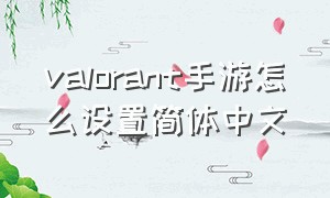 valorant手游怎么设置简体中文