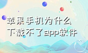 苹果手机为什么下载不了app软件