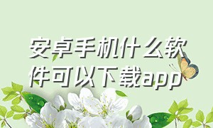 安卓手机什么软件可以下载app（安卓手机要下载app一般哪里下载）