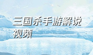 三国杀手游解说视频