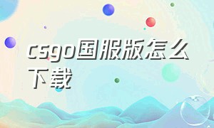 csgo国服版怎么下载