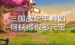 三国战纪手游如何获得很多元宝（三国战纪手游如何获得很多元宝币）