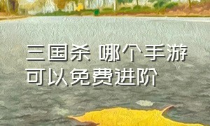 三国杀 哪个手游可以免费进阶