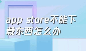 app store不能下载东西怎么办