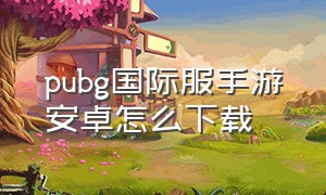 pubg国际服手游安卓怎么下载（pubg国际服手游怎么官方下载）