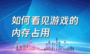 如何看见游戏的内存占用（怎么在游戏里面显示内存使用情况）