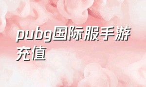 pubg国际服手游充值