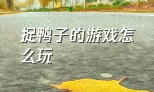 捉鸭子的游戏怎么玩