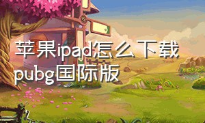 苹果ipad怎么下载pubg国际版（ipad怎么下载pubg国际版）