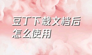 豆丁下载文档后怎么使用（豆丁网上下载的内容在哪里找）