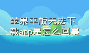 苹果平板无法下载app是怎么回事