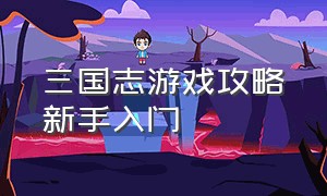 三国志游戏攻略新手入门