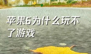 苹果6为什么玩不了游戏