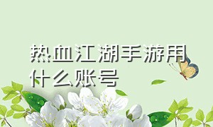 热血江湖手游用什么账号（热血江湖手游账号怎么不见了）