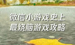 微信小游戏史上最烧脑游戏攻略