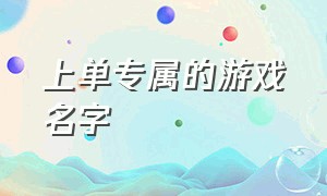 上单专属的游戏名字