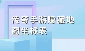 传奇手游隐藏地图坐标表