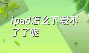 ipad怎么下载不了了呢（ipad怎么下载不了了呢）