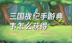 三国战纪手游典韦怎么获得（三国战纪手游武将属性相克表）