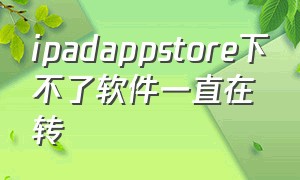 ipadappstore下不了软件一直在转