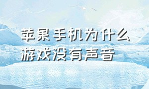 苹果手机为什么游戏没有声音