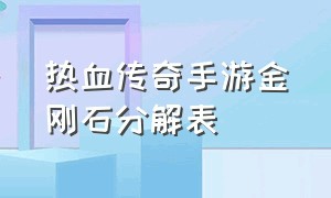 热血传奇手游金刚石分解表