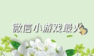 微信小游戏最火