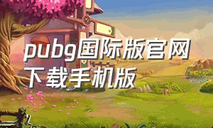 pubg国际版官网下载手机版