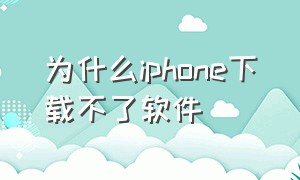 为什么iphone下载不了软件