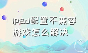 ipad配置不兼容游戏怎么解决