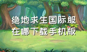 绝地求生国际服在哪下载手机版