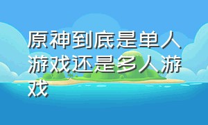 原神到底是单人游戏还是多人游戏（原神多人游戏为什么人很少）