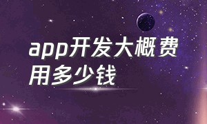 app开发大概费用多少钱