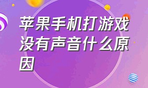 苹果手机打游戏没有声音什么原因