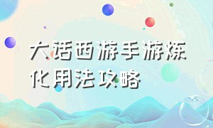 大话西游手游炼化用法攻略（大话西游手游男人装备炼化攻略）