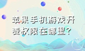 苹果手机游戏开麦权限在哪里?